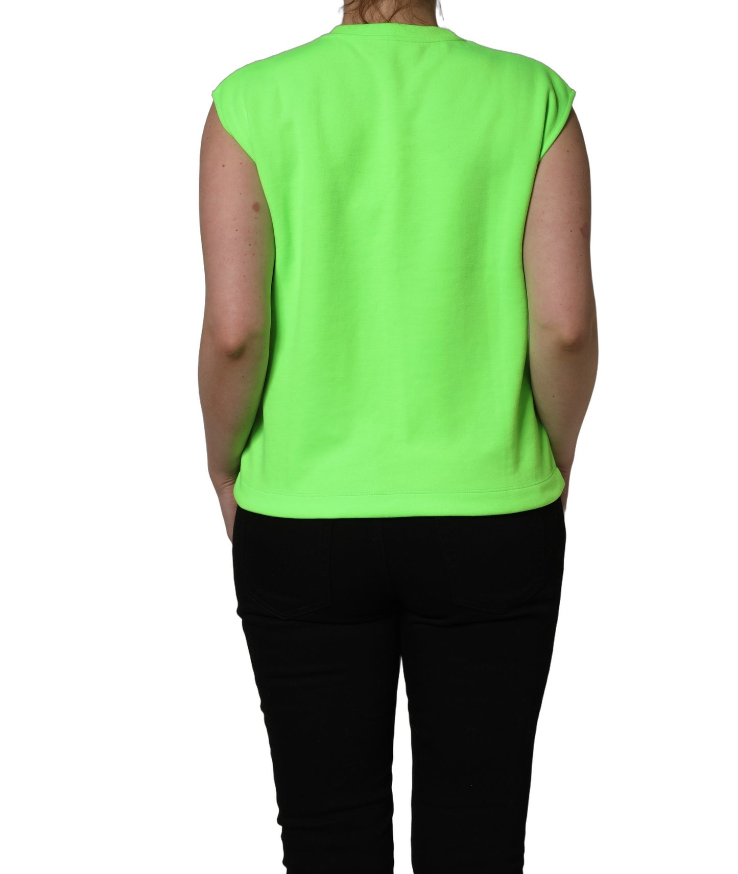 Dolce & Gabbana Neon Green DG Sequined Sleeveless Jersey Top Dolce & Gabbana