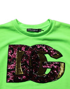 Dolce & Gabbana Neon Green DG Sequined Sleeveless Jersey Top