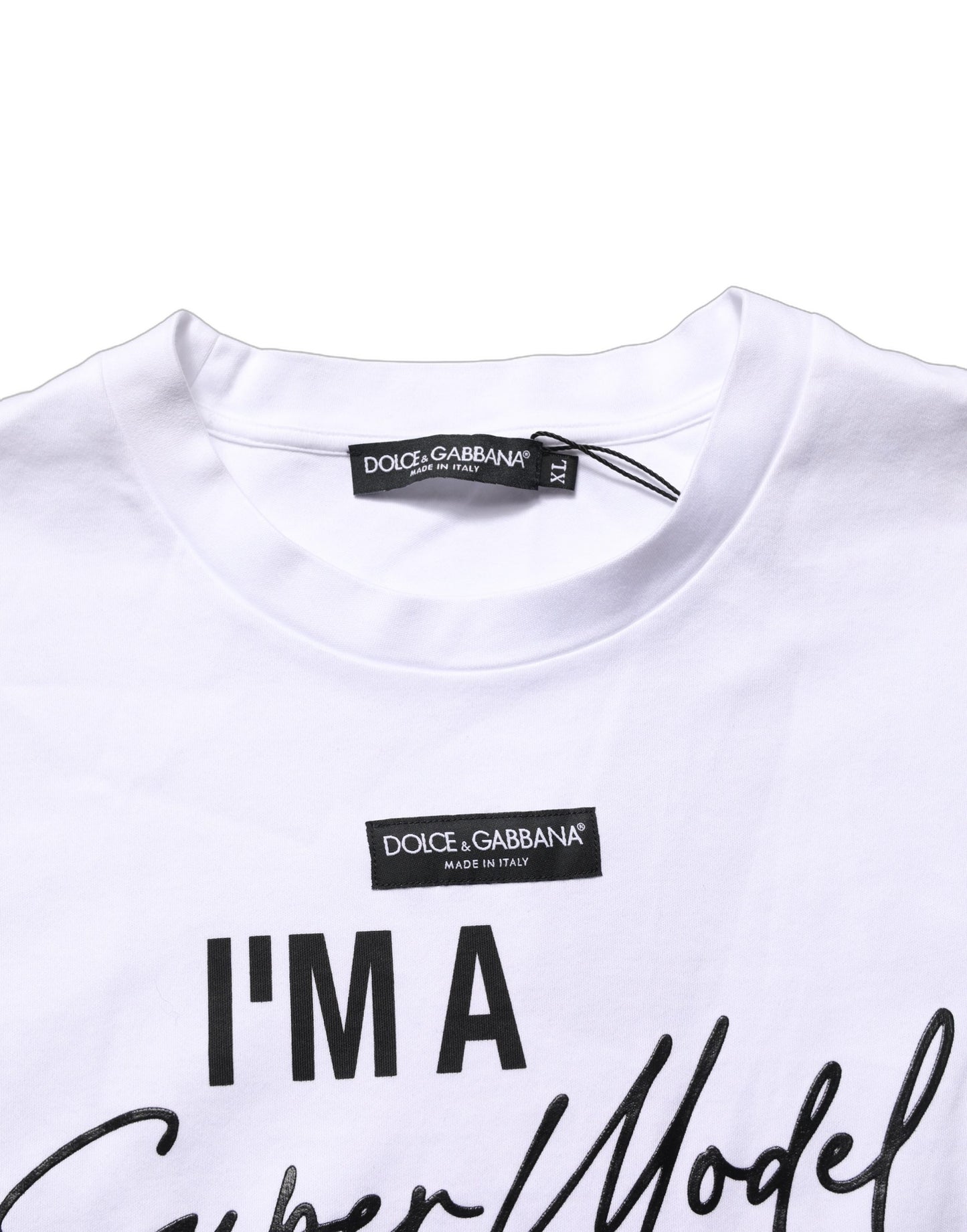 Dolce & Gabbana White I'm A Super Model Fan Print Jersey T-shirt Dolce & Gabbana
