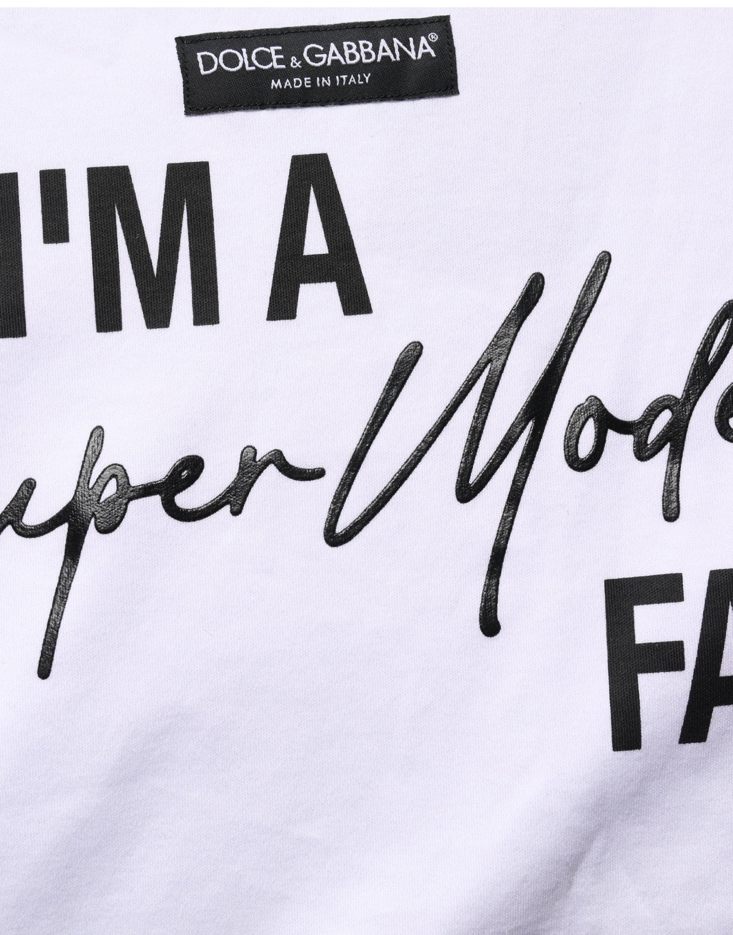 Dolce & Gabbana White I'm A Super Model Fan Print Jersey T-shirt Dolce & Gabbana