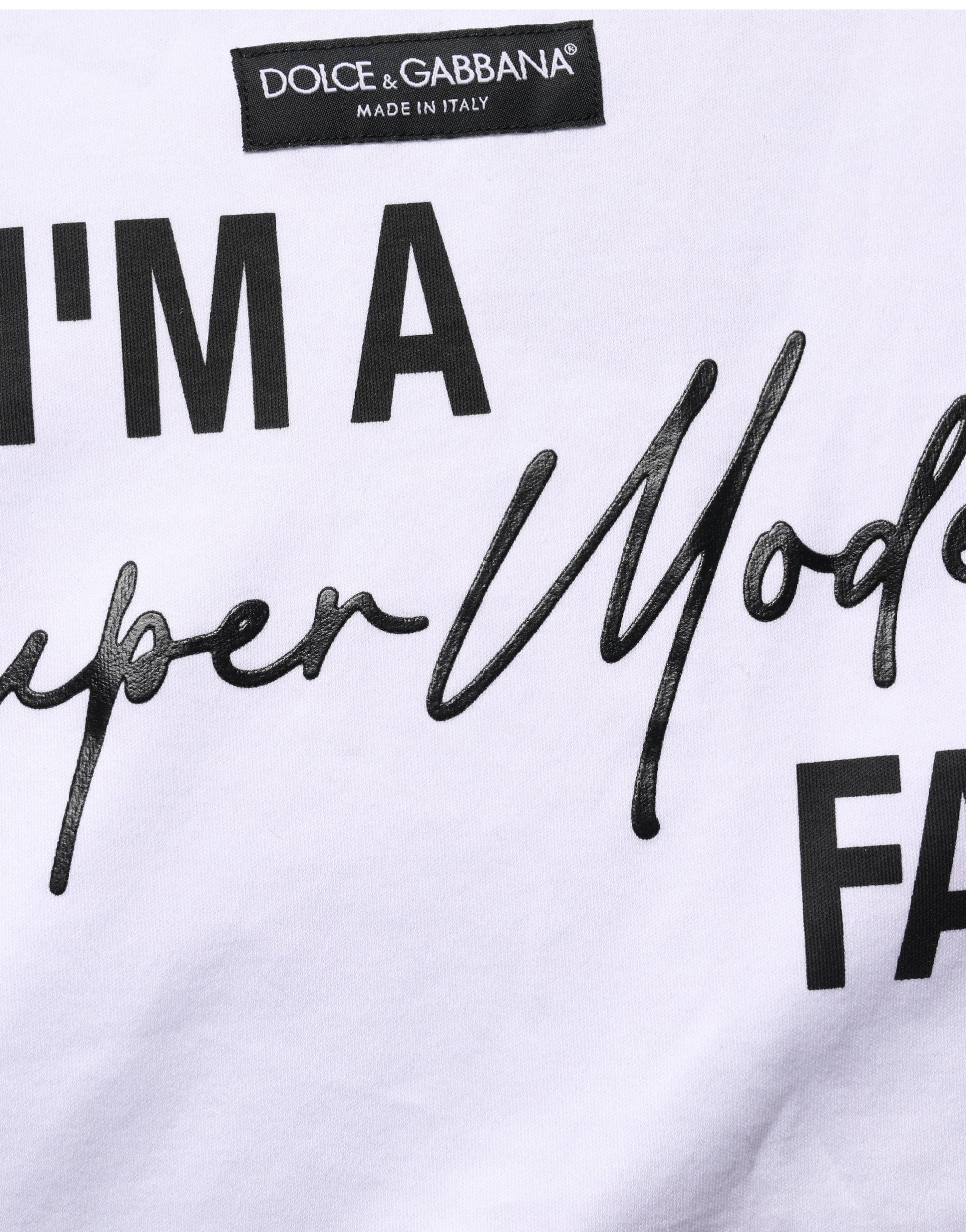 Dolce & Gabbana White I'm A Super Model Fan Print Jersey T-shirt Dolce & Gabbana