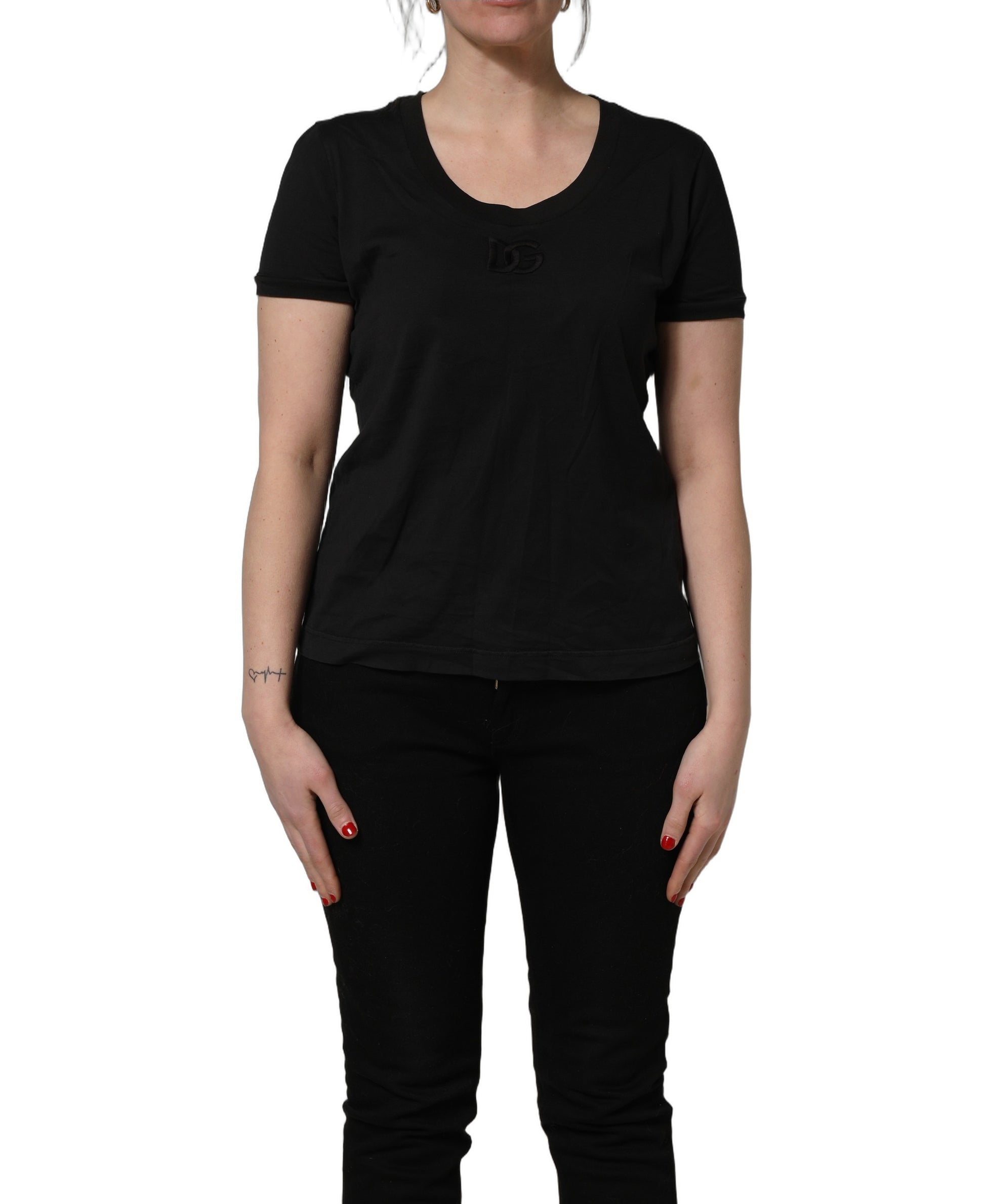 Dolce & Gabbana Black Cotton Short-Sleeve Crew Neck T-shirt Dolce & Gabbana