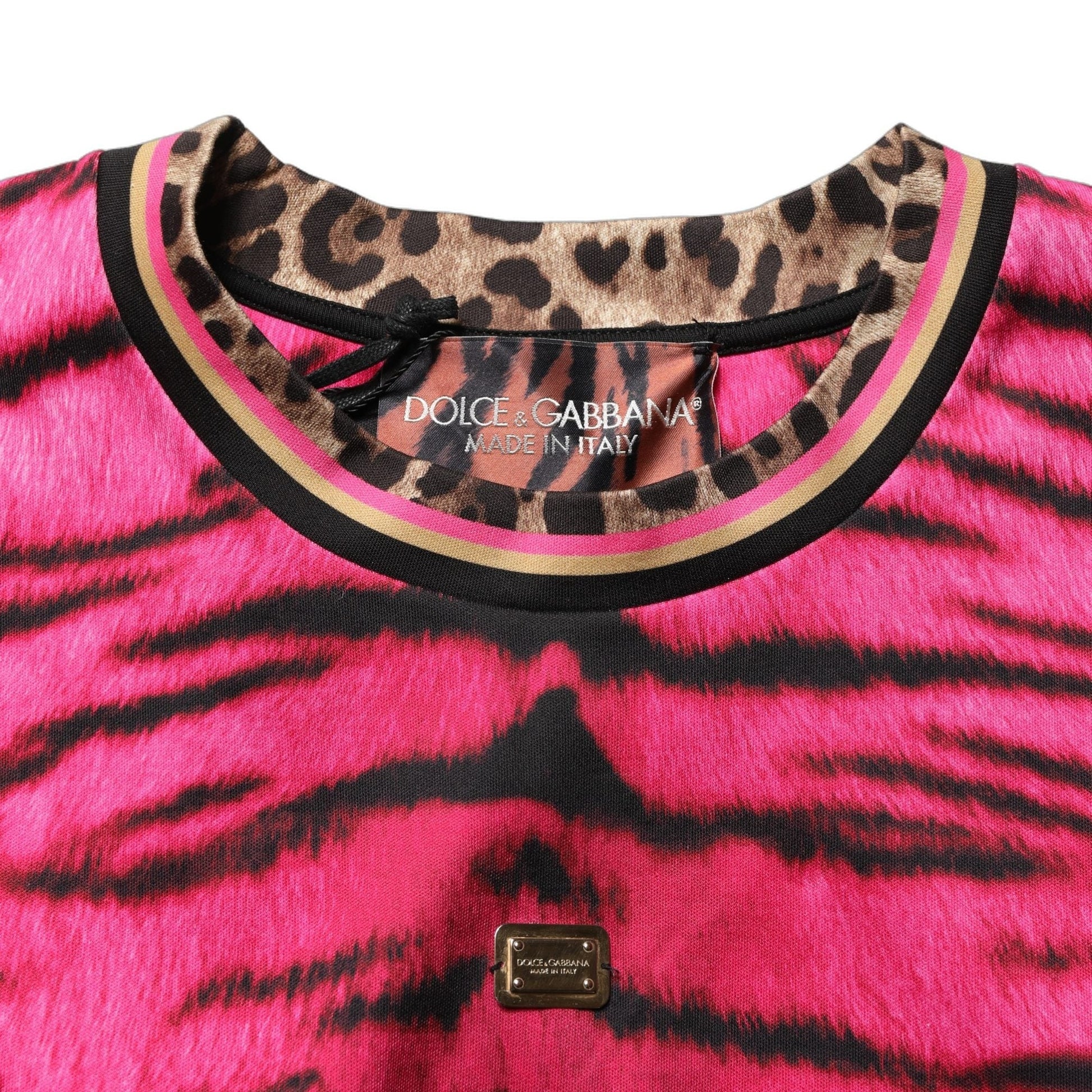 Dolce & Gabbana Pink Zebra Sleeveless Crew Neck Cropped T-shirt Dolce & Gabbana