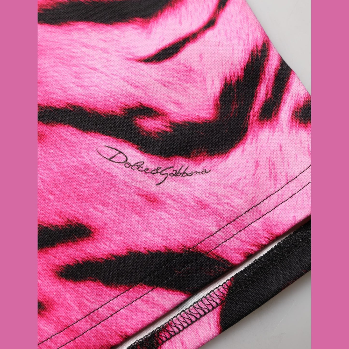 Dolce & Gabbana Pink Zebra Sleeveless Crew Neck Cropped T-shirt Dolce & Gabbana