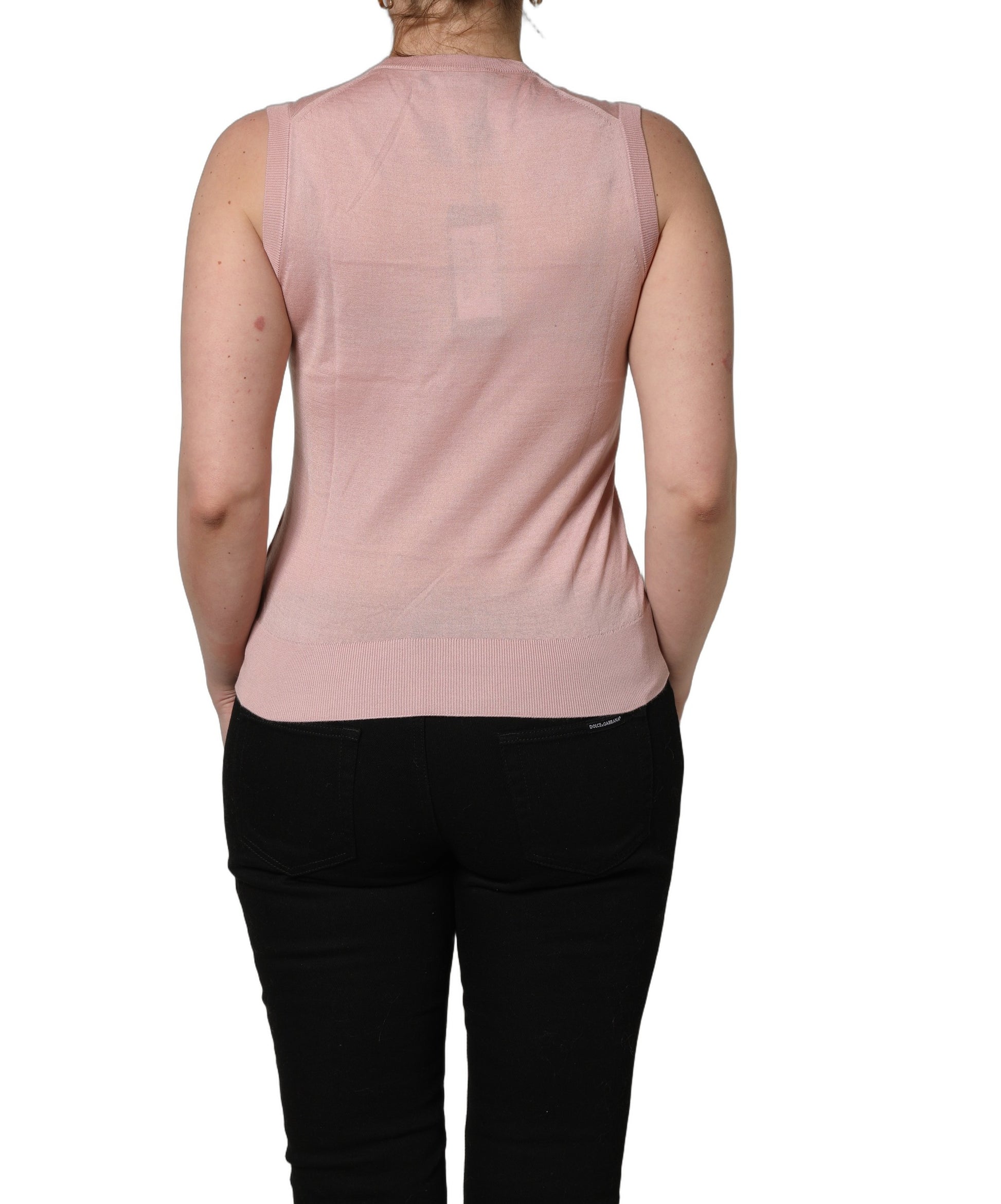Dolce & Gabbana Pink Sleeveless Cashmere Knitted Tank Top Dolce & Gabbana