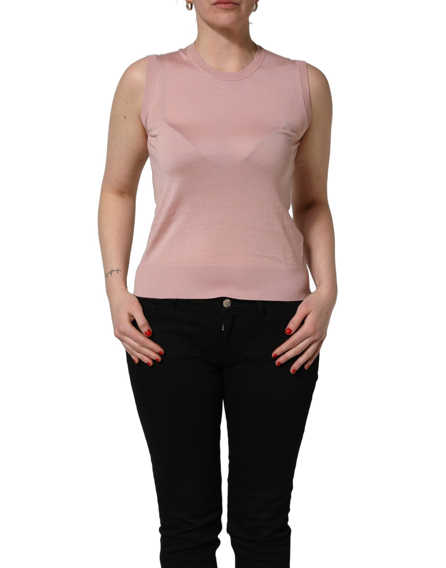 Dolce & Gabbana Pink Sleeveless Cashmere Knitted Tank Top Dolce & Gabbana