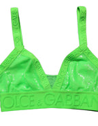 Dolce & Gabbana Neon Green Soft Cup Logo-Trim Bra Cropped Top