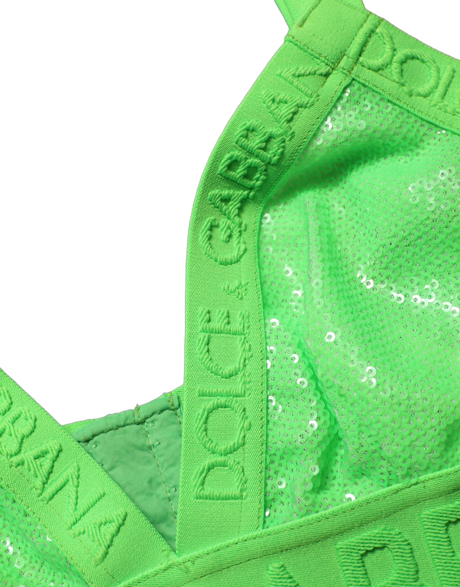 Dolce & Gabbana Neon Green Soft Cup Logo-Trim Bra Cropped Top Dolce & Gabbana