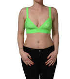 Dolce & Gabbana Neon Green Soft Cup Logo-Trim Bra Cropped Top