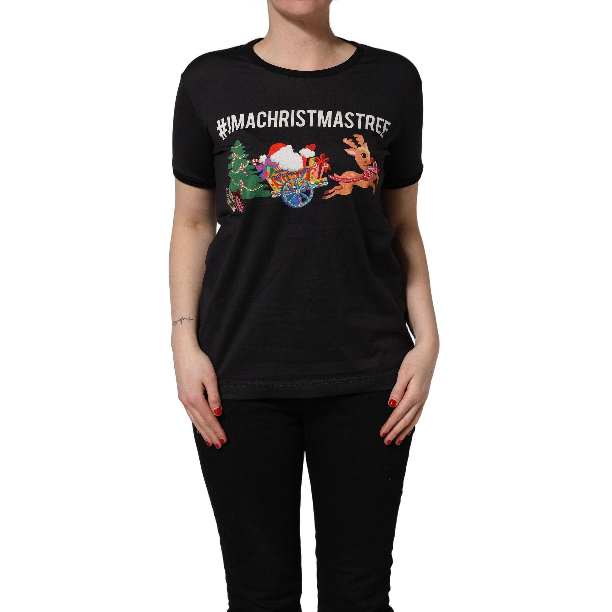 Dolce & Gabbana Black #IAMACHRISTMASTREE Print Cotton T-shirt Dolce & Gabbana