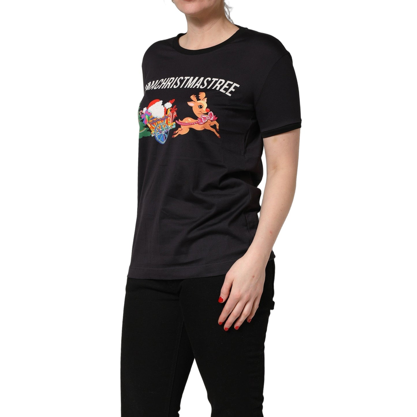 Dolce & Gabbana Black #IAMACHRISTMASTREE Print Cotton T-shirt Dolce & Gabbana