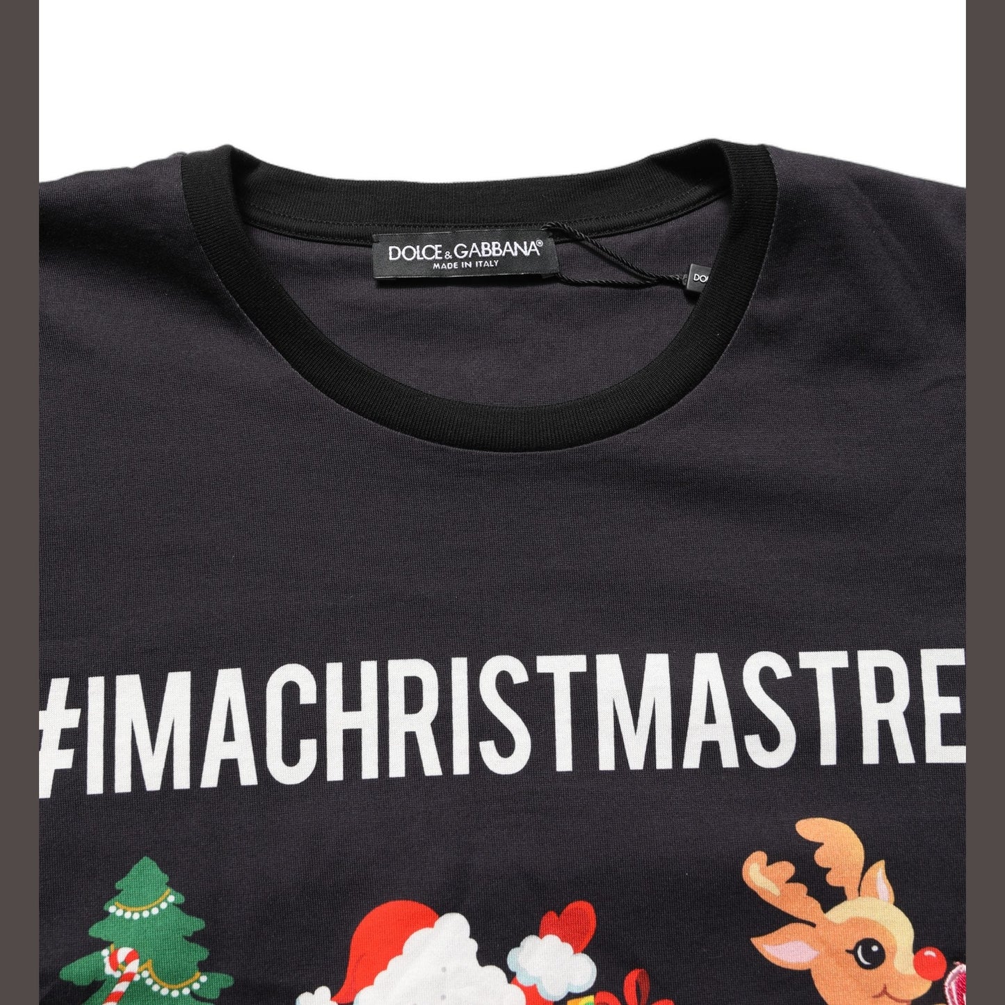Dolce & Gabbana Black #IAMACHRISTMASTREE Print Cotton T-shirt Dolce & Gabbana