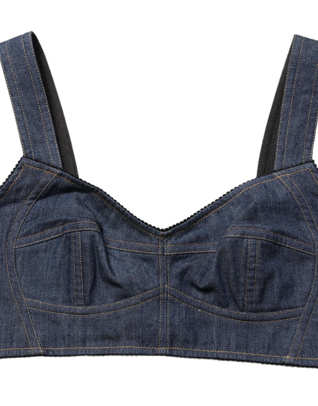 Dolce & Gabbana Black Denim Corset Bralette Cotton Cropped Top - Eljoys Fashion 