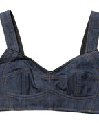 Dolce & Gabbana Black Denim Corset Bralette Cotton Cropped Top - Eljoys Fashion 