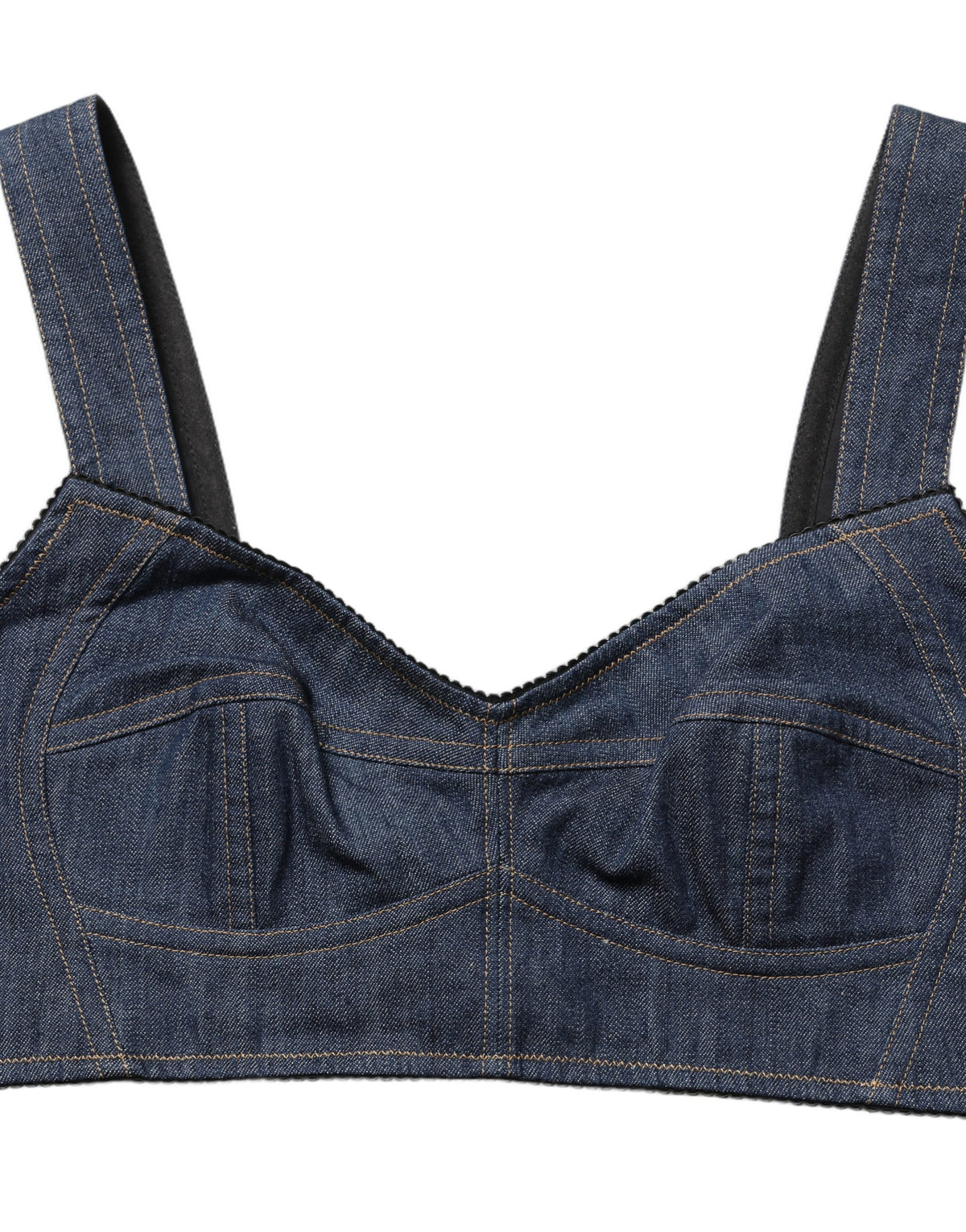 Dolce & Gabbana Black Denim Corset Bralette Cotton Cropped Top - Eljoys Fashion 