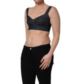 Dolce & Gabbana Black Denim Corset Bralette Cotton Cropped Top - Eljoys Fashion 