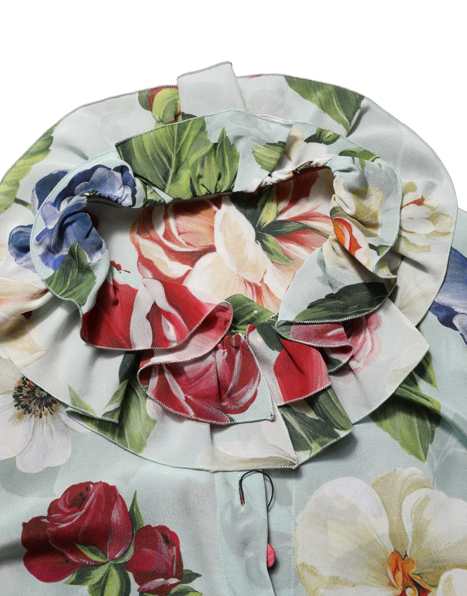 Dolce & Gabbana Multicolor Floral Silk Cropped Shirt Top Dolce & Gabbana