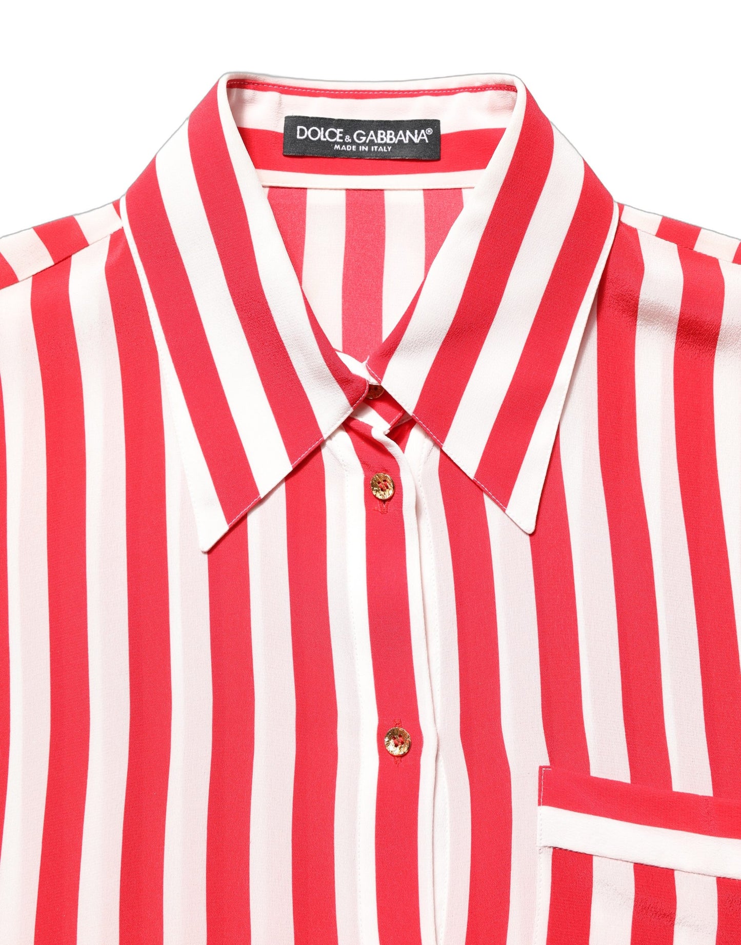 Dolce & Gabbana Red White Striped Long Sleeve Silk Blouse Top Dolce & Gabbana