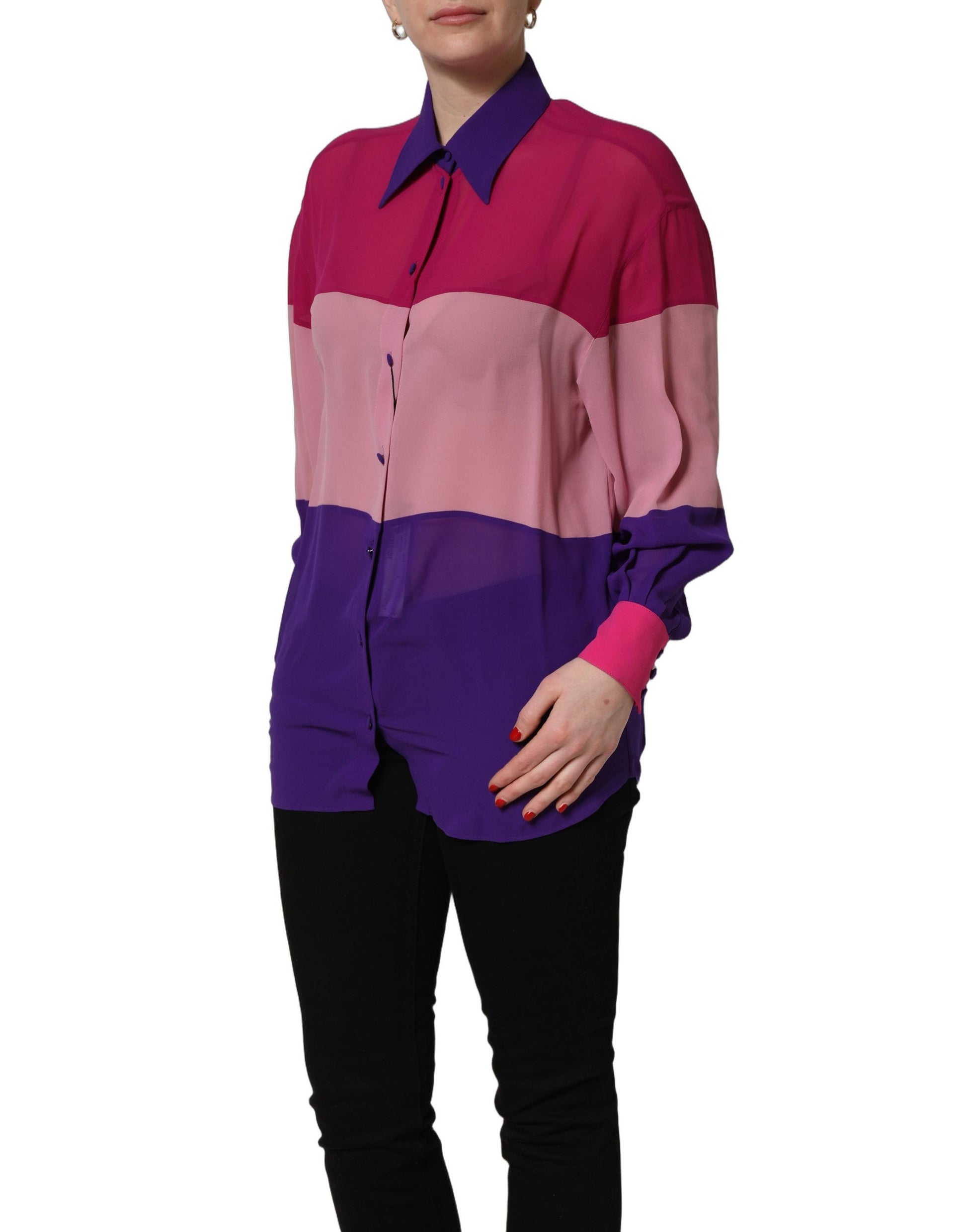 Dolce & Gabbana Multicolor Silk Patchwork Shirt Blouse Top Dolce & Gabbana