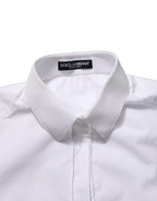 Dolce & Gabbana White Cotton Long Sleeve Button-Up Shirt Top