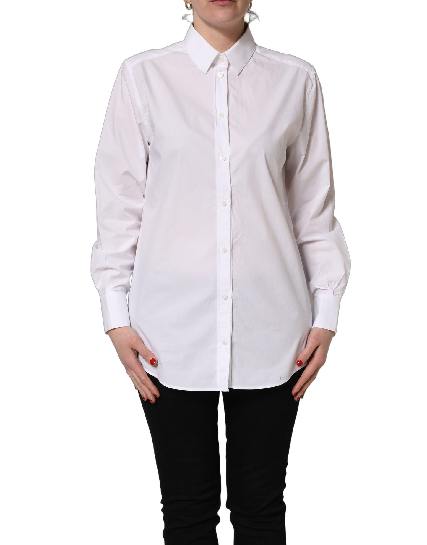 Dolce & Gabbana White Cotton Long Sleeve Button-Up Shirt Top Dolce & Gabbana
