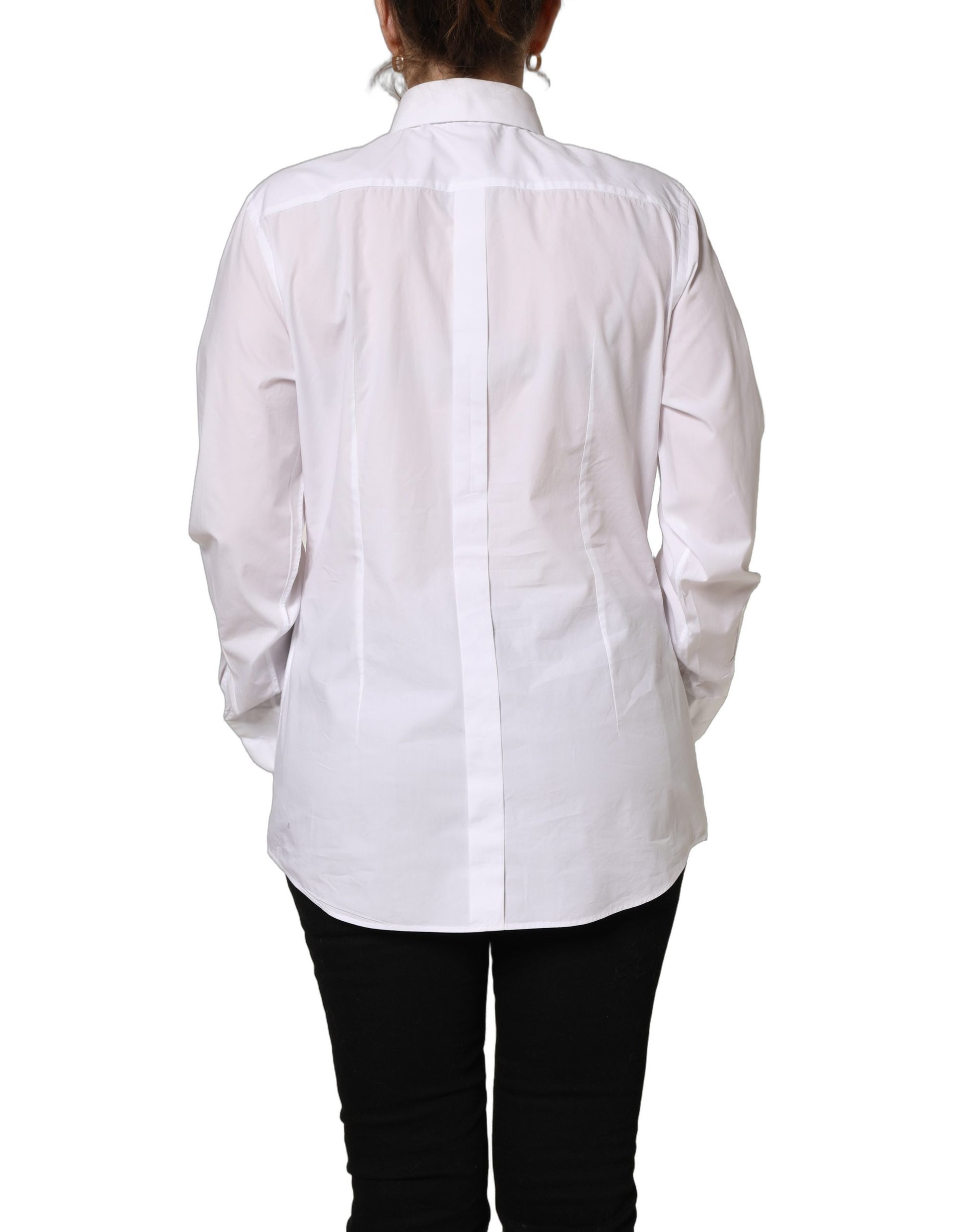 Dolce & Gabbana White Cotton Long Sleeve Button-Up Shirt Top Dolce & Gabbana