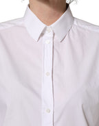 Dolce & Gabbana White Cotton Long Sleeve Button-Up Shirt Top