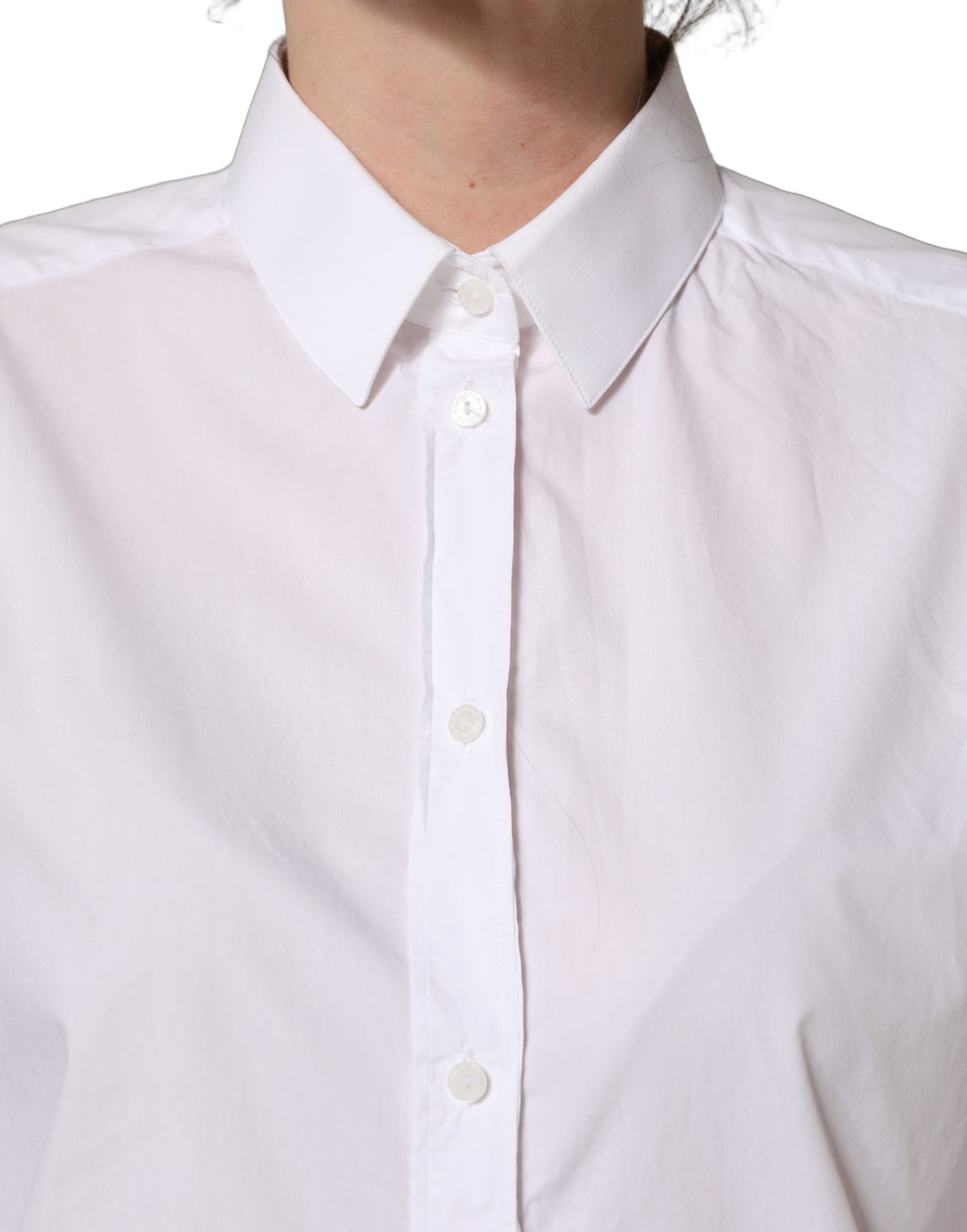 Dolce & Gabbana White Cotton Long Sleeve Button-Up Shirt Top Dolce & Gabbana
