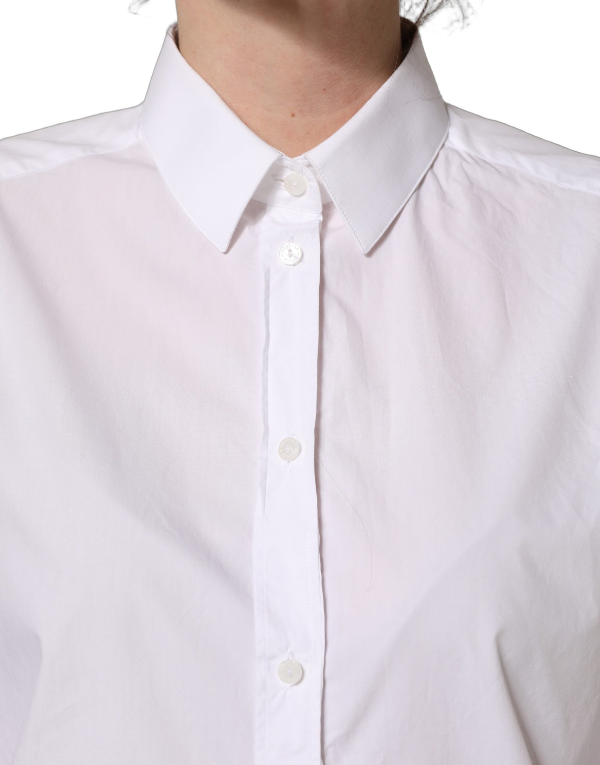 Dolce & Gabbana White Cotton Long Sleeve Button-Up Shirt Top Dolce & Gabbana