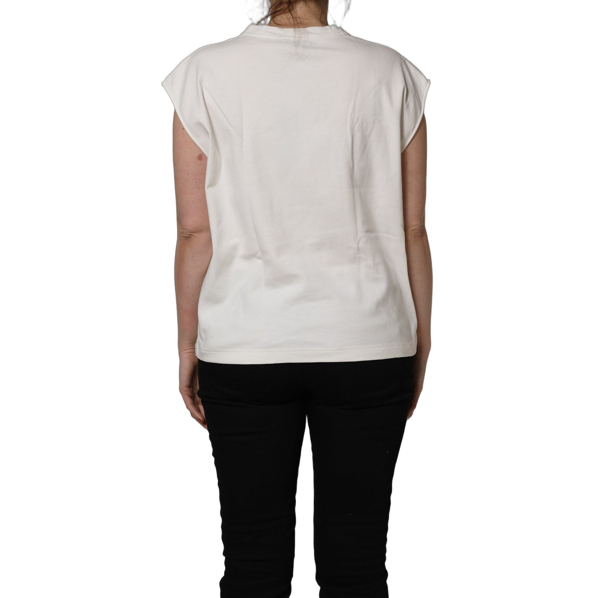 Dolce & Gabbana White Cotton Graphic Sleeveless Tank Top Dolce & Gabbana