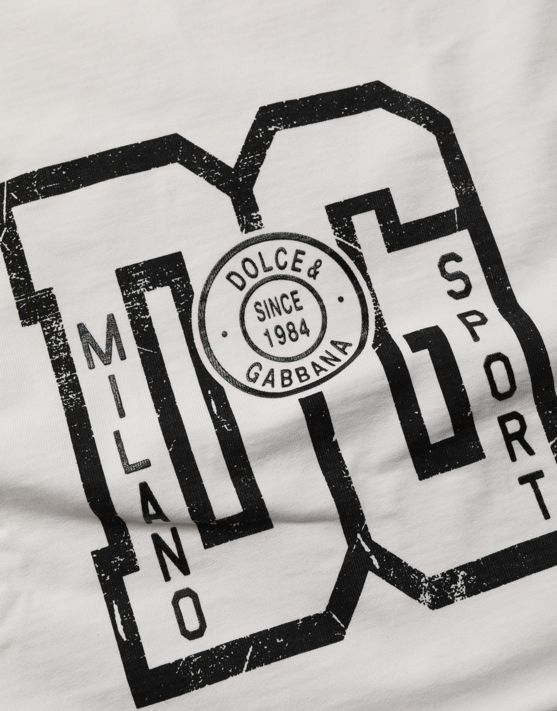 Dolce & Gabbana White Cotton DG Logo Print Cropped Jersey Top Dolce & Gabbana