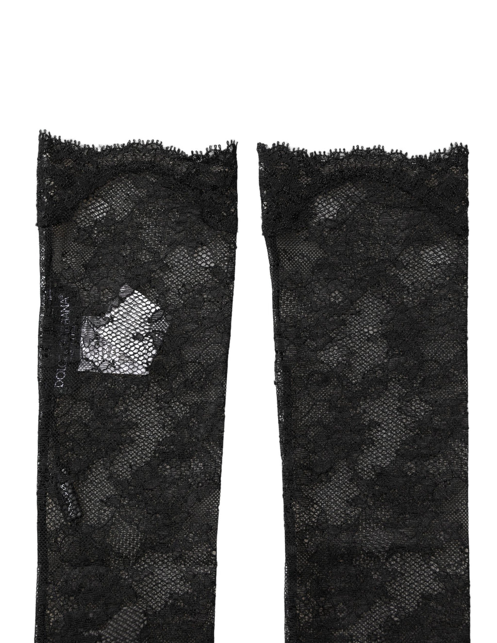 Dolce & Gabbana Black Floral Lace Nylon Stretch Knee Socks - Eljoys Fashion 