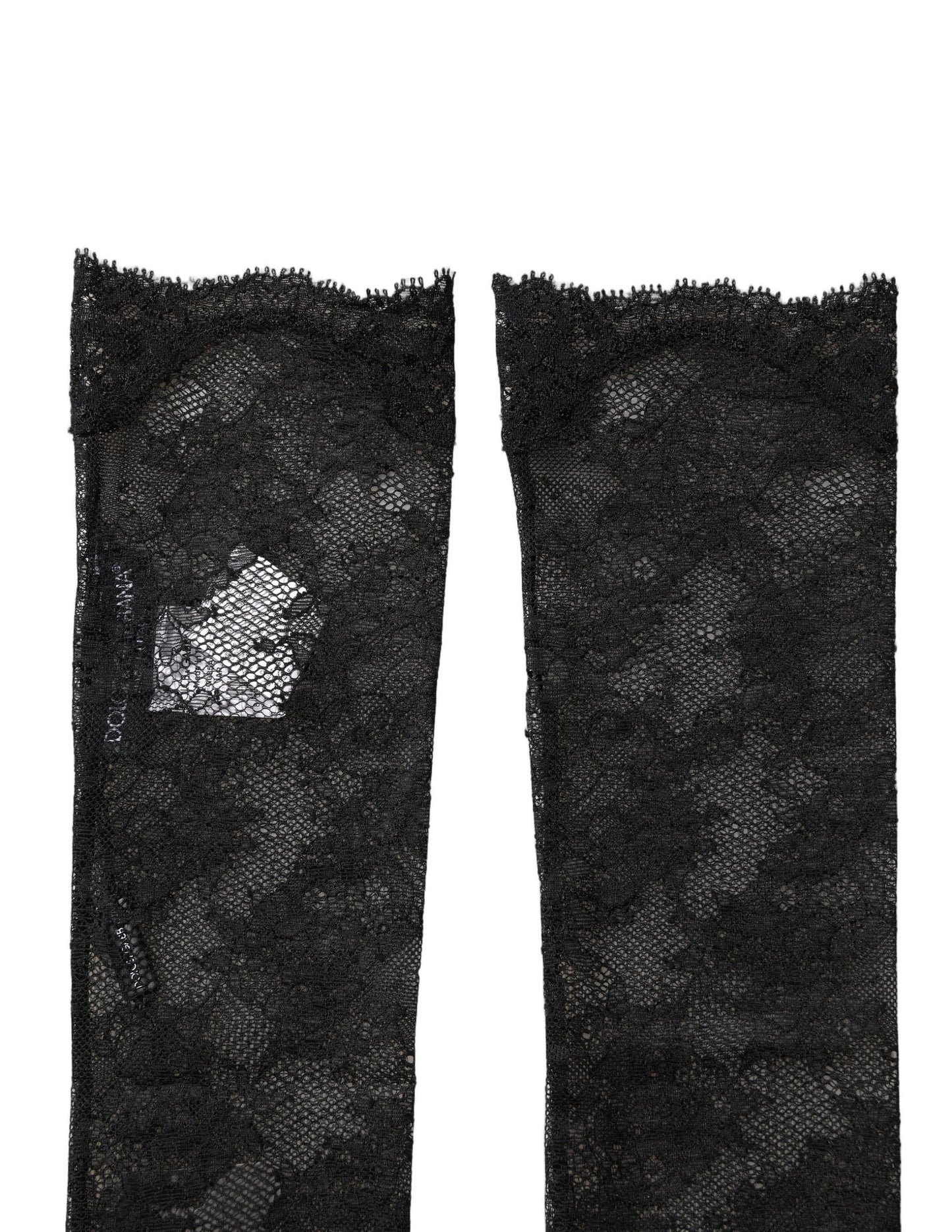 Dolce & Gabbana Black Floral Lace Nylon Stretch Knee Socks Dolce & Gabbana