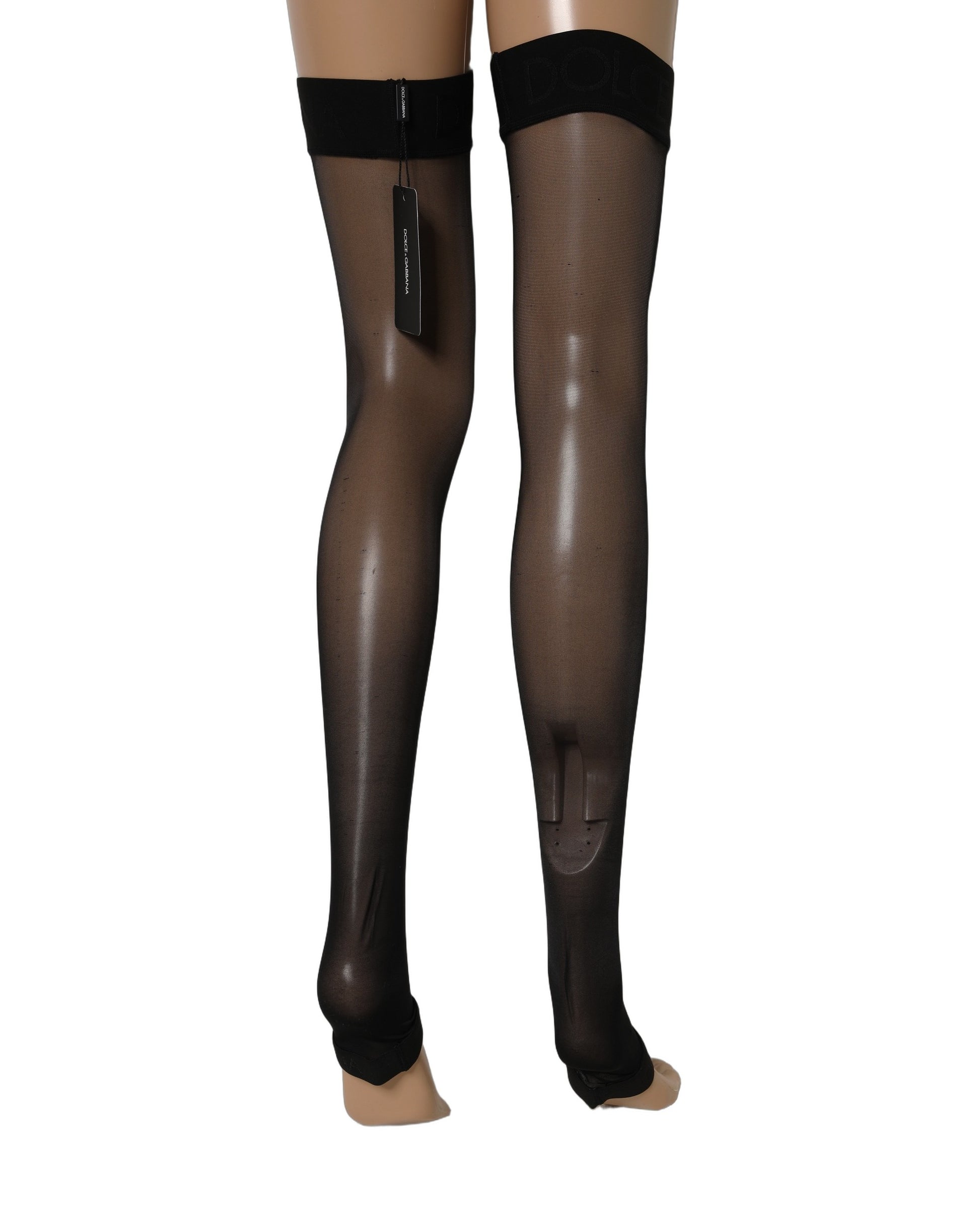Dolce & Gabbana Black Sheer Nylon Thigh High Stockings Socks Dolce & Gabbana