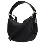 Jimmy Choo black leather handbag with sleek design and silver hardware, showcasing a spacious interior and elegant style.