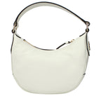 Jimmy Choo beige leather handbag with sleek design and gold-tone hardware, displayed on a neutral background.