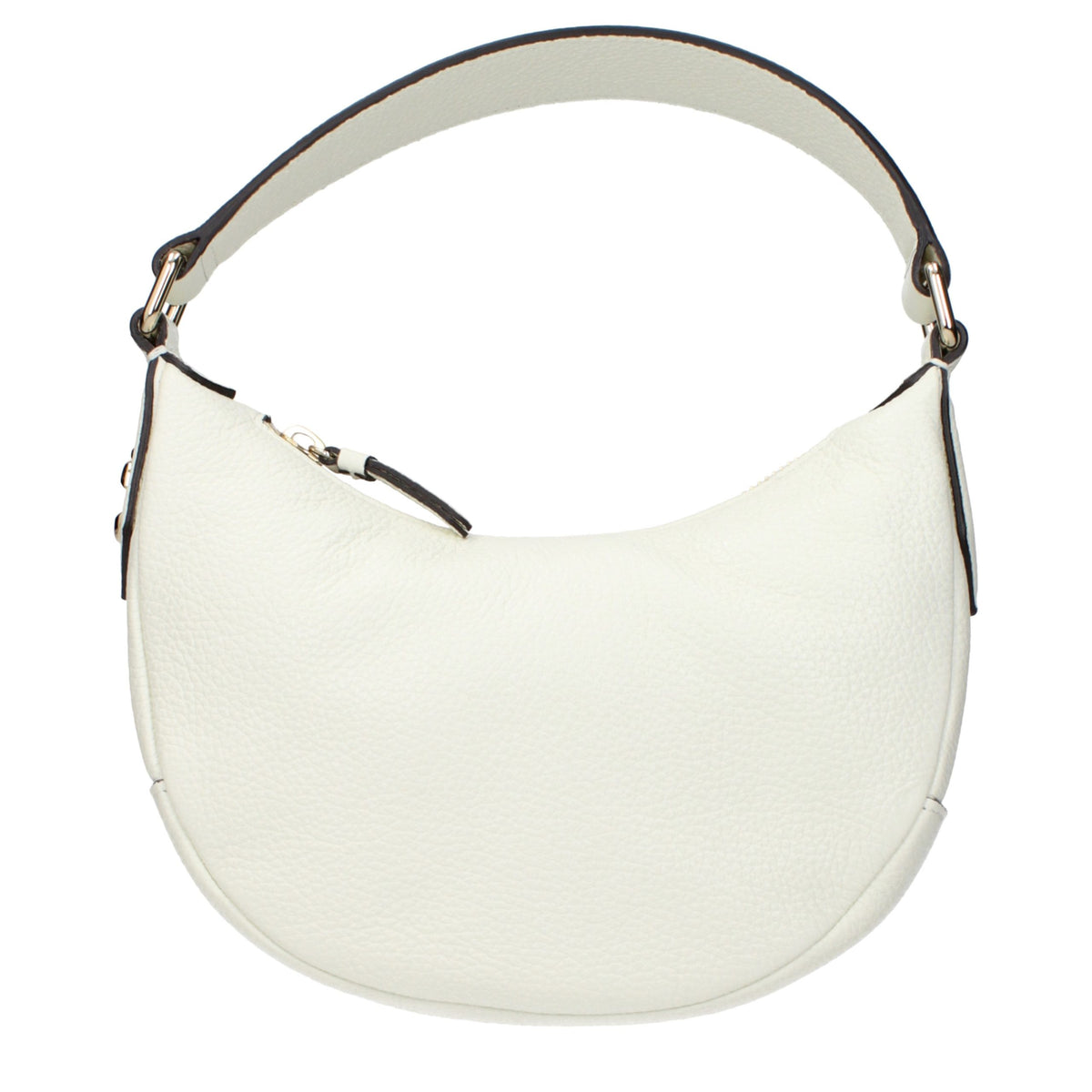 Beige leather Jimmy Choo handbag with sleek design and gold-toned hardware, featuring a stylish strap and structured shape.