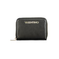 Mario Valentino Nero women's wallet made of polyurethane featuring a sleek design with multiple card slots and a zipper pocket.