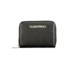 Mario Valentino Nero women's wallet made of polyurethane featuring a sleek design with multiple card slots and a zipper pocket.