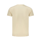 Beige cotton men's T-shirt by Rifle featuring a classic fit and short sleeves, displayed flat on a white background.