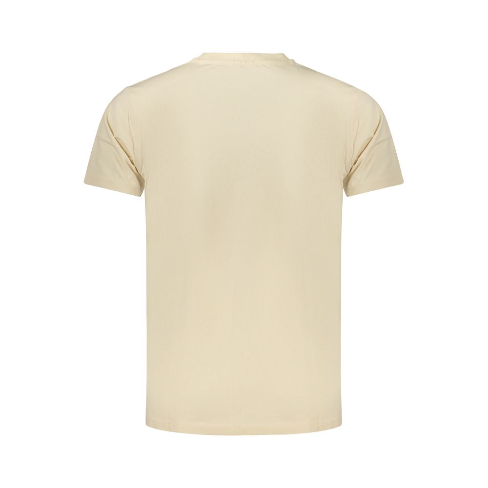 Beige cotton men's T-shirt by Rifle featuring a classic fit and short sleeves, displayed flat on a white background.