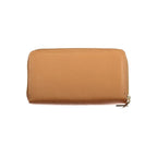 Mario Valentino women's brown polyurethane wallet with multiple card slots and a sleek, minimalist design.