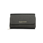 Mario Valentino Nero women's wallet made of polyurethane, featuring a sleek black design and compact size.