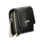 Mario Valentino Nero women's wallet made of polyurethane, featuring a sleek design with multiple card slots and a zip coin pocket.