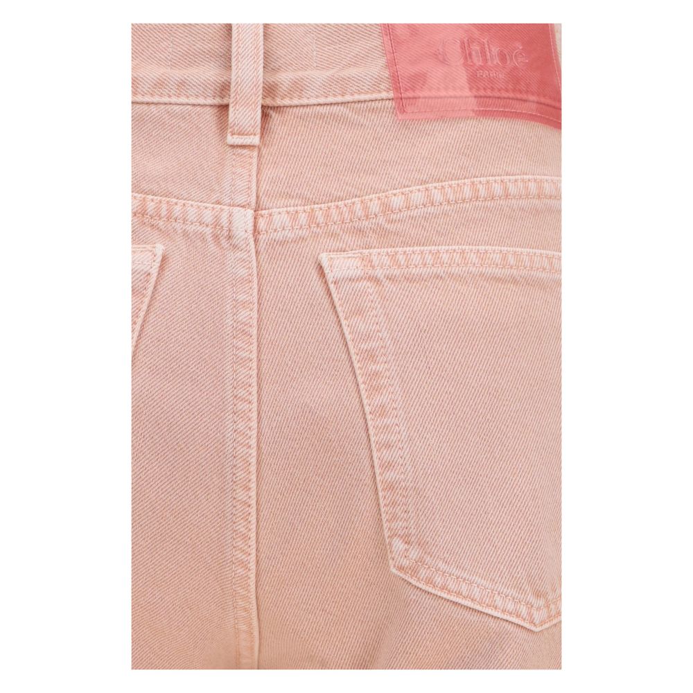 Chloé multicolor cotton straight-leg jeans with vibrant patchwork design and classic five-pocket style.