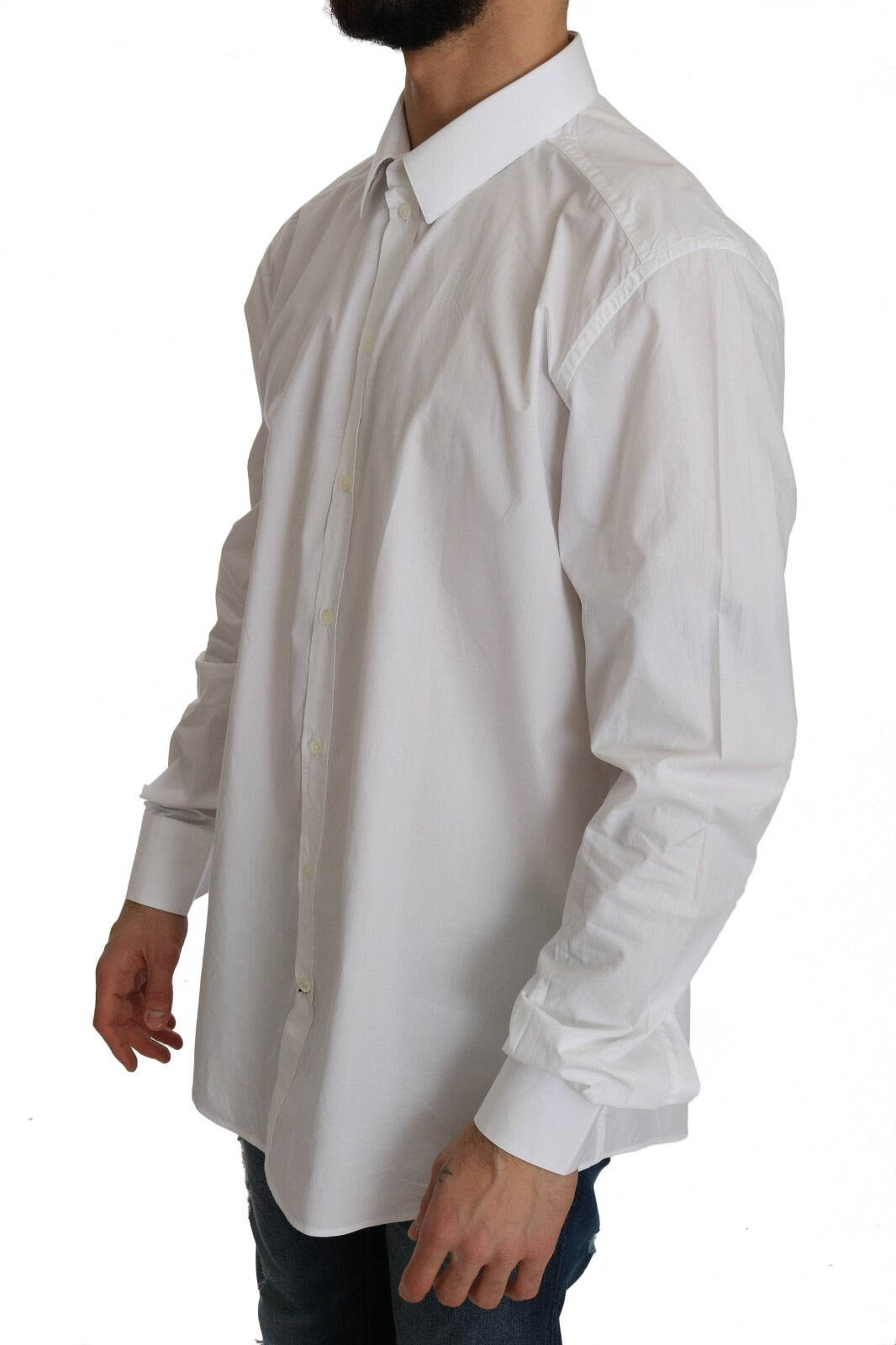 Dolce & Gabbana White 100% Cotton GOLD Slim Dress Shirt Dolce & Gabbana