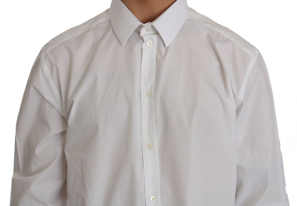Dolce & Gabbana White 100% Cotton GOLD Slim Dress Shirt Dolce & Gabbana