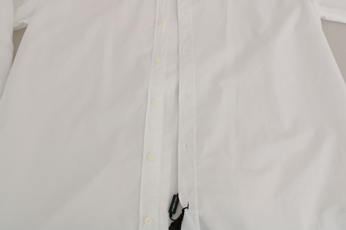 Dolce & Gabbana White 100% Cotton GOLD Slim Dress Shirt Dolce & Gabbana