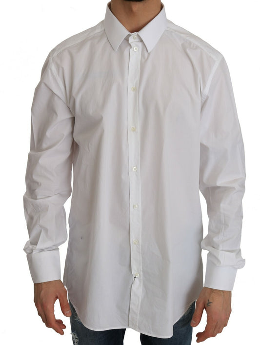Dolce & Gabbana White 100% Cotton GOLD Slim Dress Shirt Dolce & Gabbana