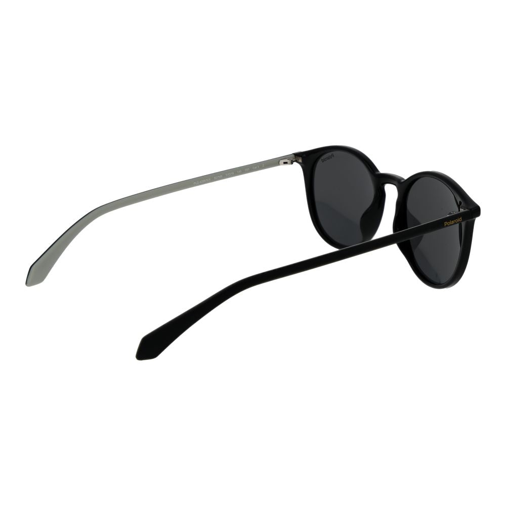 Polaroid black polycarbonate sunglasses with sleek frame and tinted lenses, designed for stylish eye protection.